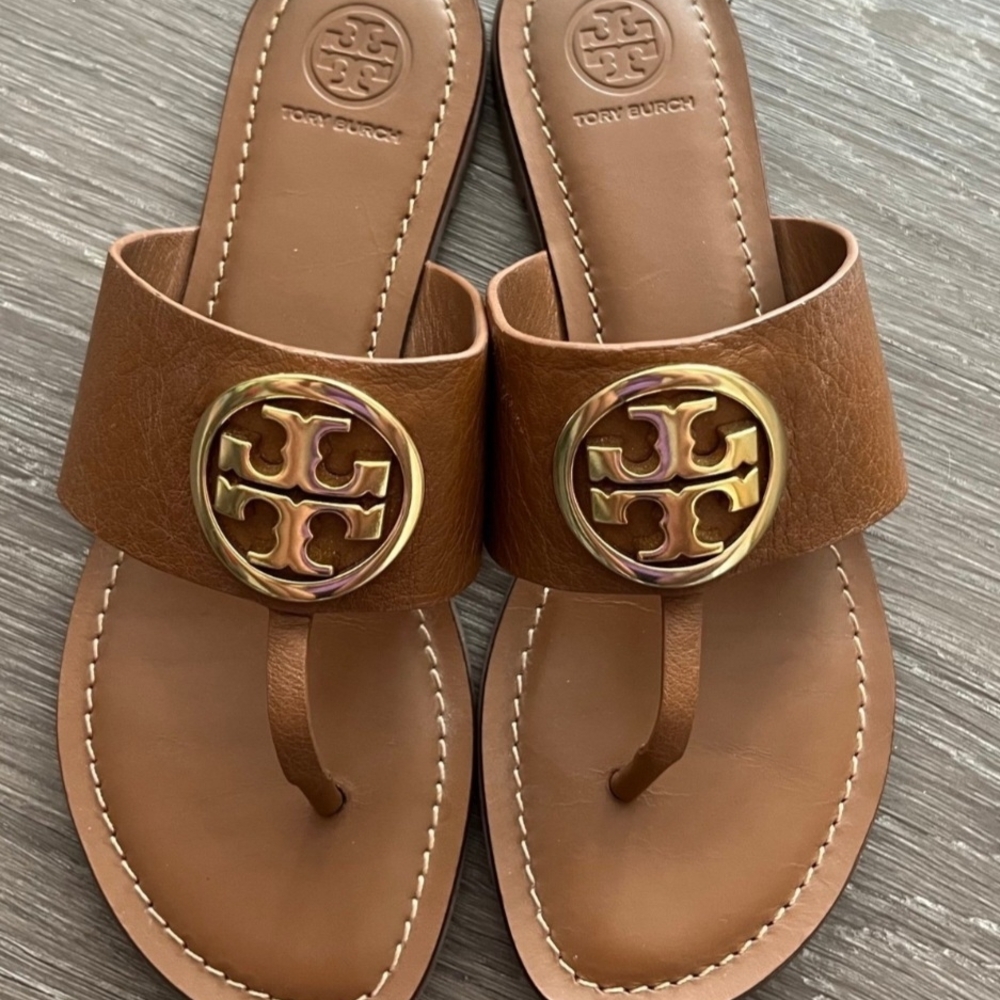 SOLD! Tory Burch Benton Band sandals w/ gold logo